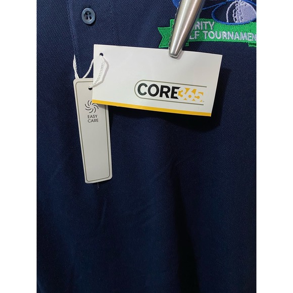 NWT Core365 Men’s Polo Shirt Size Large Classic Navy Blue Short Sleeve VNA - Picture 8 of 9